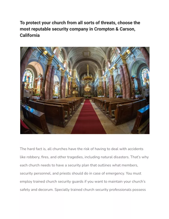 to protect your church from all sorts of threats