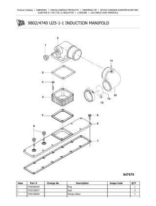 JCB VM146 D  PD (Tier 2) VIBROMAX Parts Catalogue Manual (Serial Number 01807300-01807999)