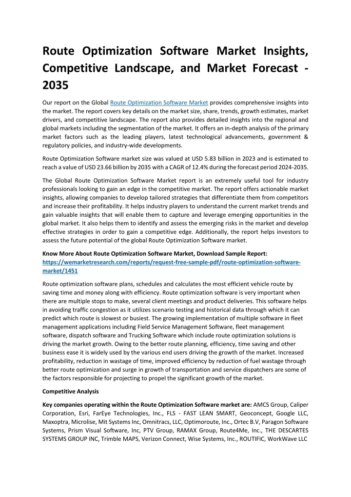 route optimization software market insights