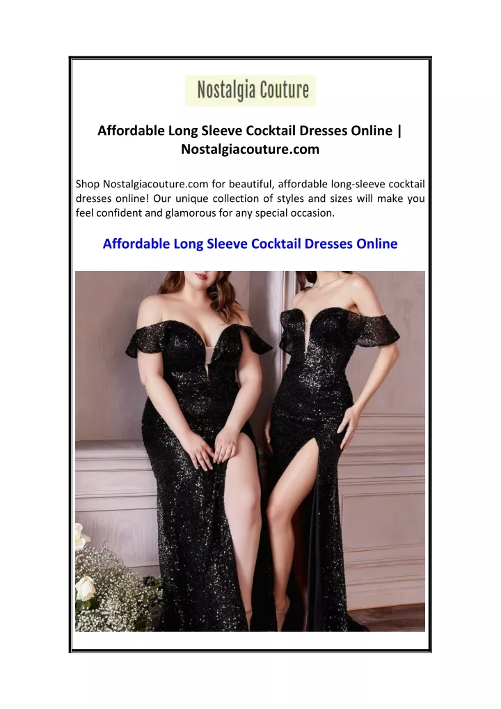 affordable long sleeve cocktail dresses online