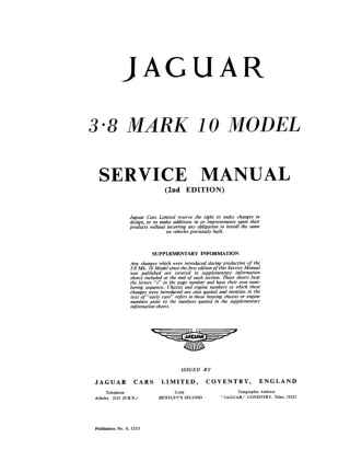 1962 Mkx 3.8 Litre Service Repair Manual