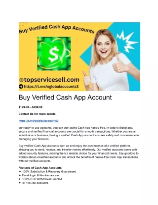 Buy Verified Cash App Account Topservce
