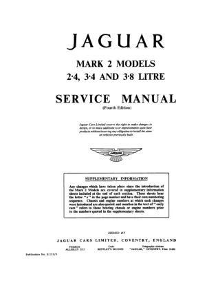 1963 JAGUAR MARK 1 & 2, 240 & 340 Service Repair Manual