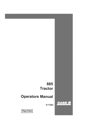 Case IH 885 Tractor Operator’s Manual Instant Download (Publication No.9-11283)