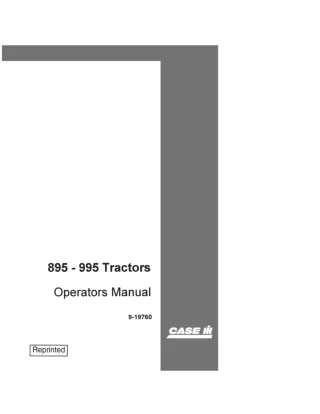 Case IH 895 995 Tractors Operator’s Manual Instant Download (Publication No.9-19760)