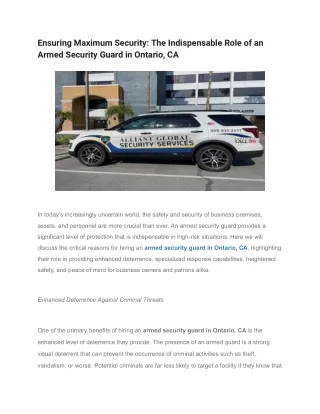 Ensuring Maximum Security_ The Indispensable Role of an Armed Security Guard in Ontario, CA