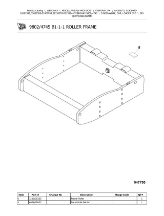 JCB VM200D T2 VIBROMAX Parts Catalogue Manual (Serial Number 02150787-02150944)