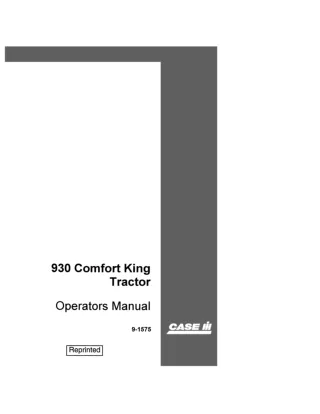 Case IH 930 Comfort King Tractor Operator’s Manual Instant Download (Publication No.9-1575)