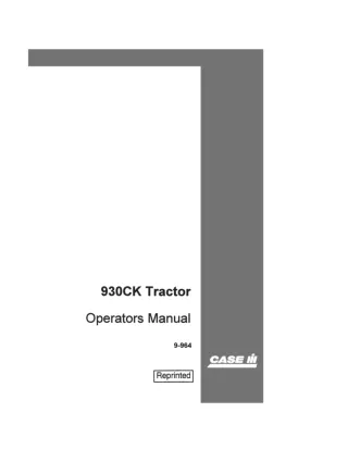 Case IH 930CK Tractor Operator’s Manual Instant Download (Publication No.9-964)