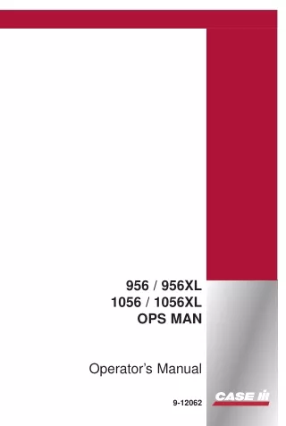 Case IH 956 956XL 1056 1056XL Tractors Operator’s Manual Instant Download (Publication No.9-12062)