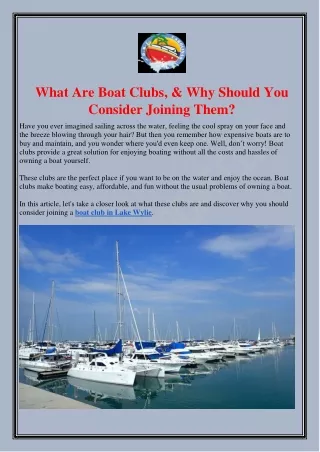 What Are Boat Clubs, & Why Should You Consider Joining Them?