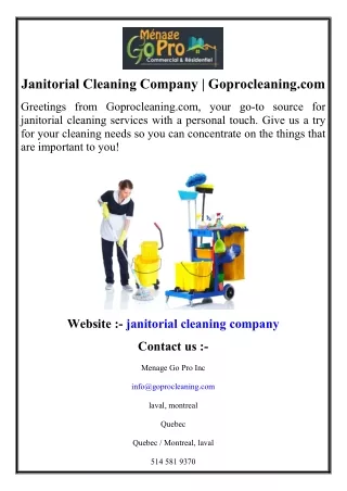 Janitorial Cleaning Company  Goprocleaning.com
