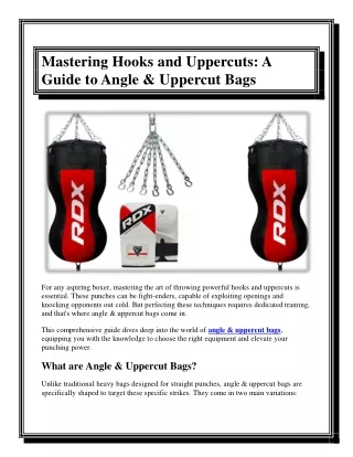 Mastering Hooks and Uppercuts A Guide to Angle & Uppercut Bags