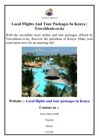 Local Flights And Tour Packages In Kenya  Traveldeals.co.ke