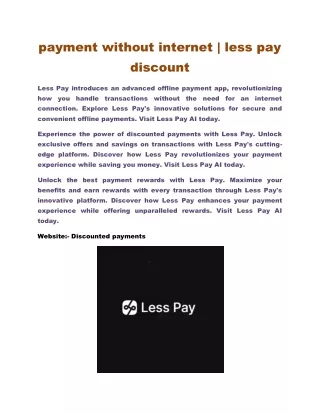 payment without internet | less pay discount