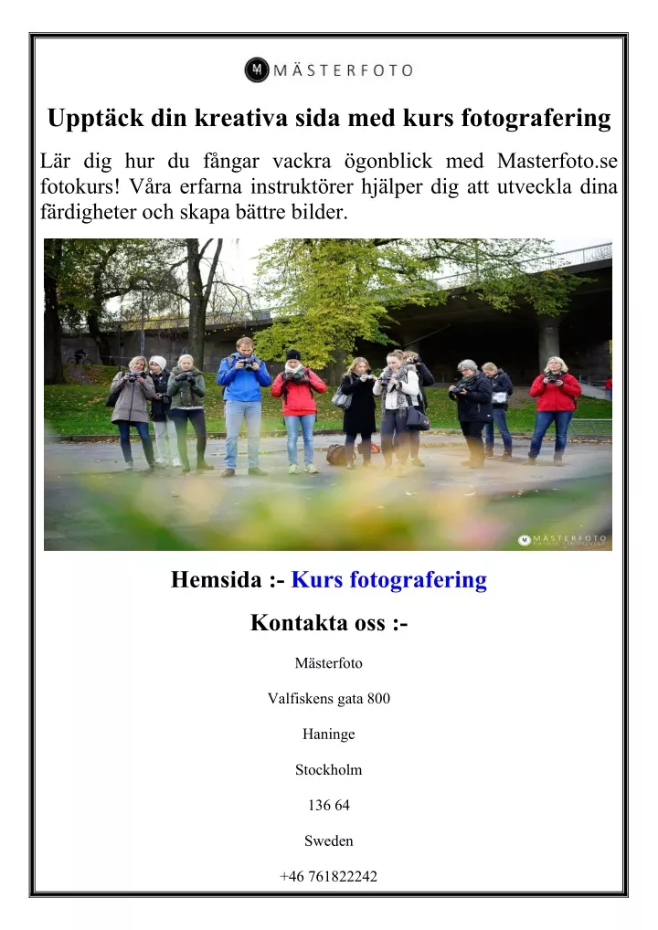 uppt ck din kreativa sida med kurs fotografering