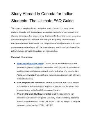 Study Abroad in Canada for Indian Students_ The Ultimate FAQ Guide