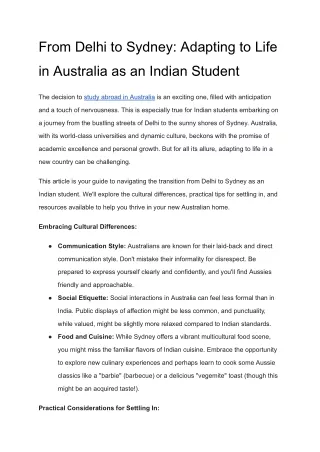 From Delhi to Sydney_ Adapting to Life in Australia as an Indian Student