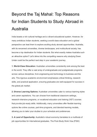 Beyond the Taj Mahal_ Top Reasons for Indian Students to Study Abroad in Australia