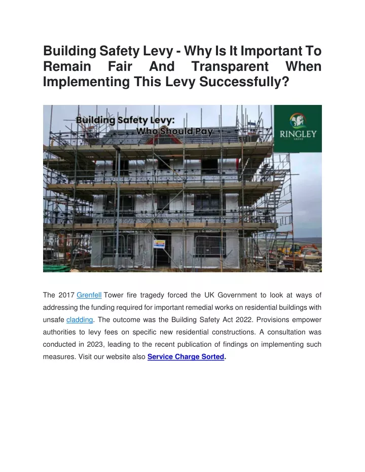 building safety levy why is it important