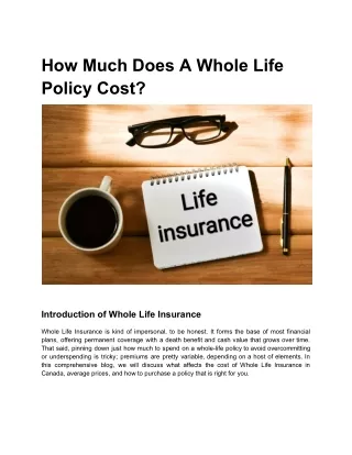 how much does a whole life policy cost