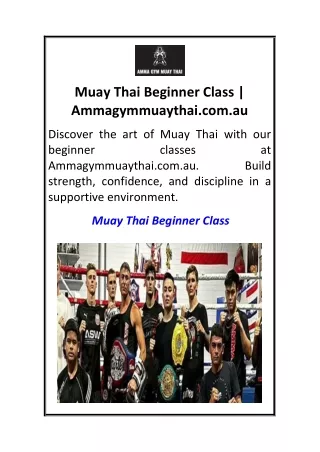 Muay Thai Beginner Class  Ammagymmuaythai.com.au