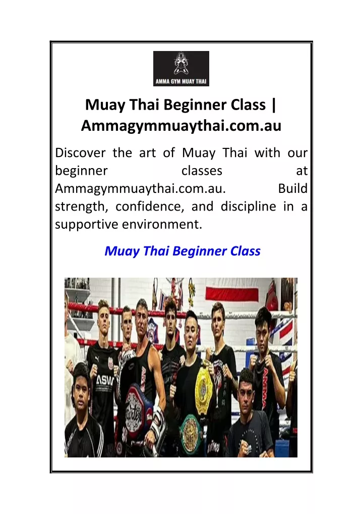 muay thai beginner class ammagymmuaythai com au
