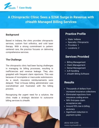 How zHealth Managed Billing Services Drive Chiropractic Clinic's Revenue by $26K