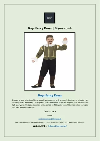 Boys Fancy Dress | Blyme.co.uk