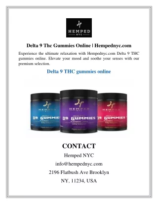 Delta 9 Thc Gummies Online  Hempednyc