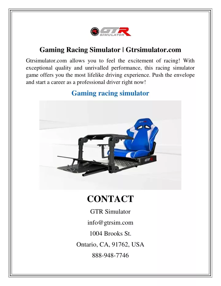gaming racing simulator gtrsimulator com