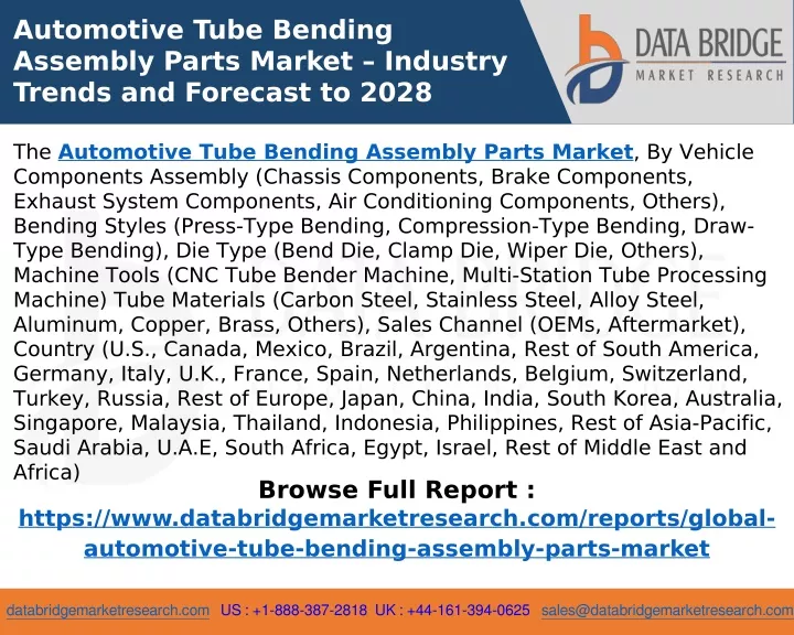 automotive tube bending assembly parts market