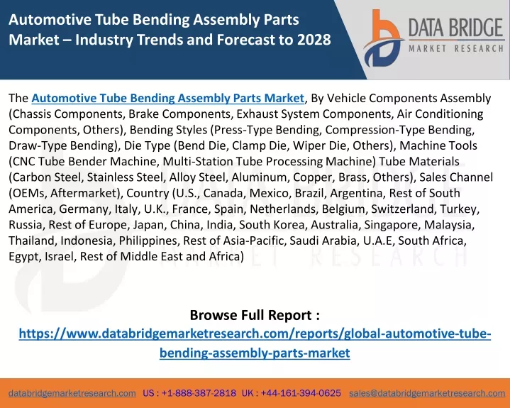 automotive tube bending assembly parts market