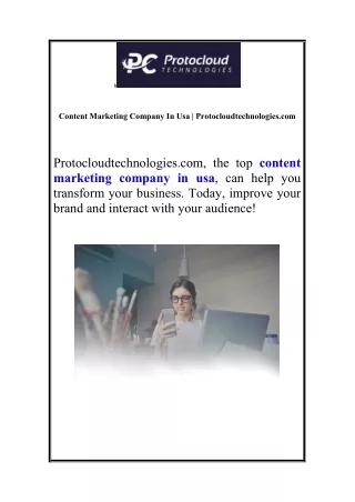 Content Marketing Company In Usa | Protocloudtechnologies.com