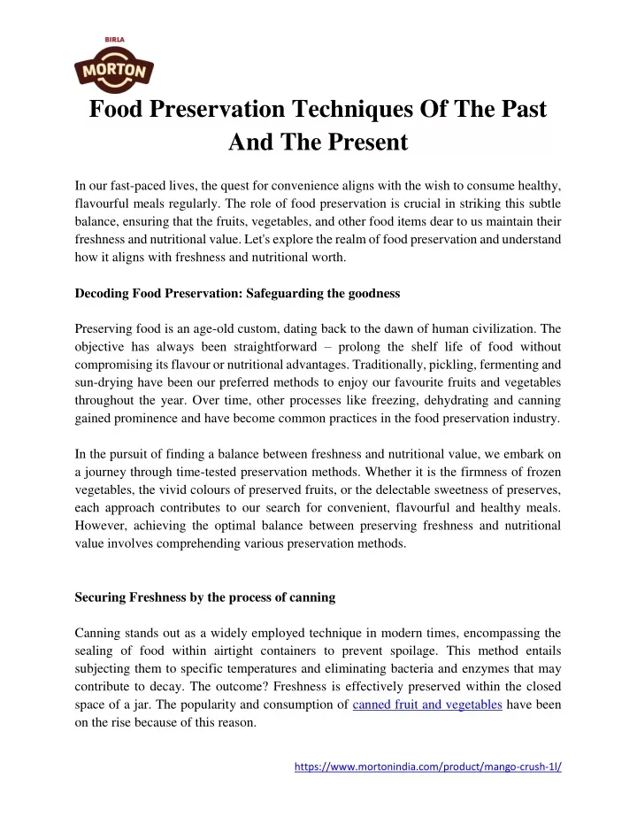 food preservation techniques of the past