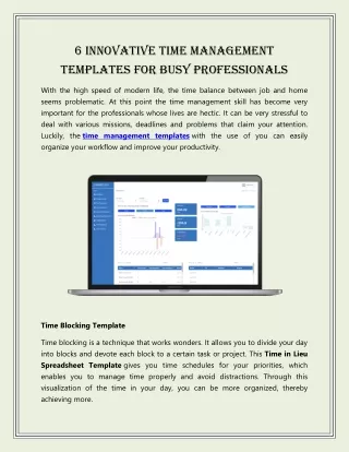 6 Innovative Time Management Templates for Busy Professionals