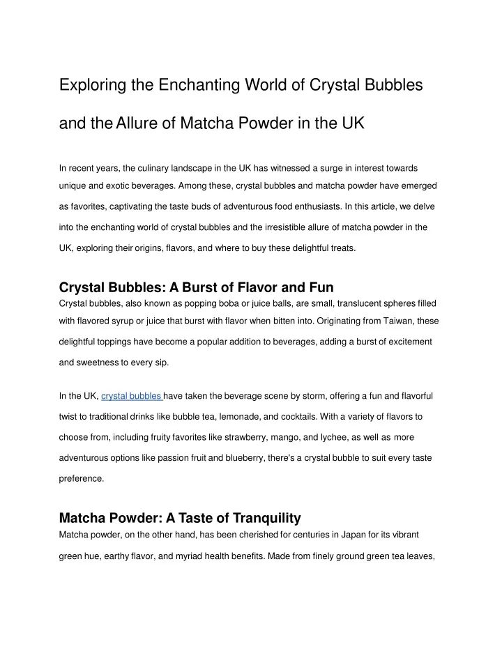 exploring the enchanting world of crystal bubbles