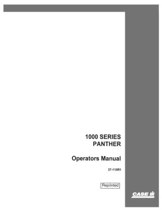 Case IH 1000 Series Panther Operator’s Manual Instant Download (Publication No.37-110R1)