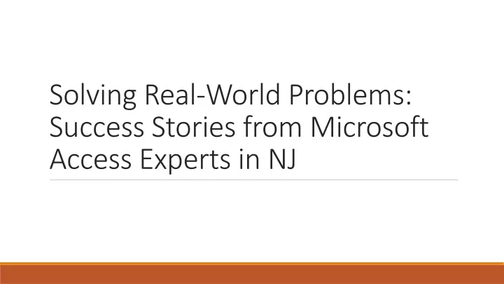 solving real world problems success stories from