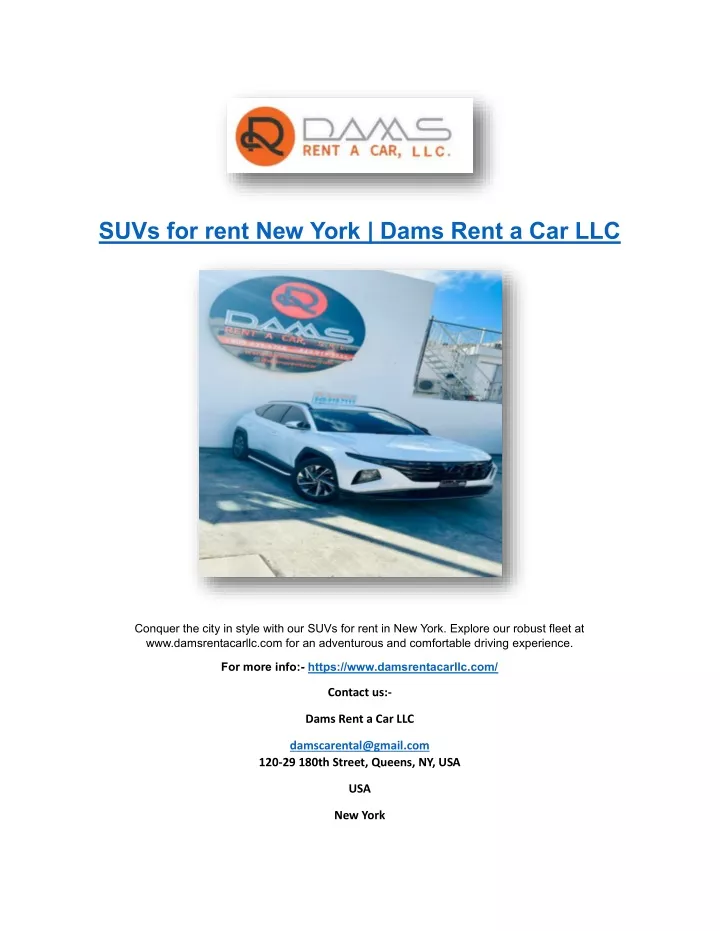 suvs for rent new york dams rent a car llc