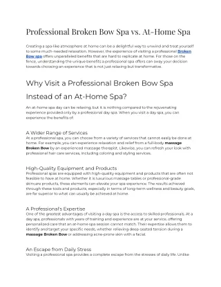 Professional Broken Bow Spa vs At-Home Spa