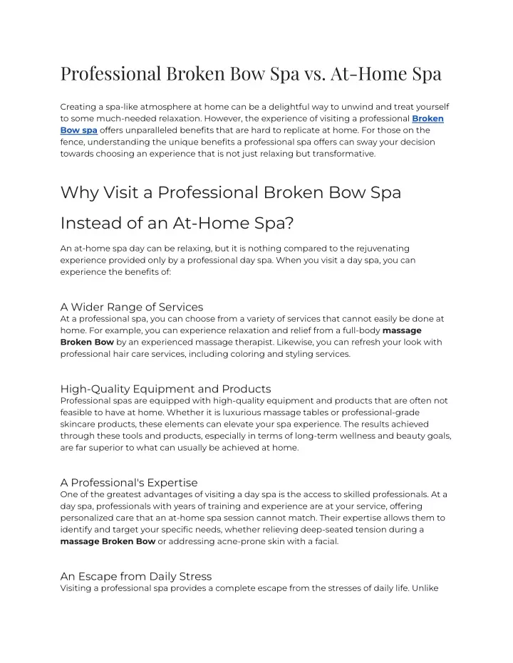 professional broken bow spa vs at home spa