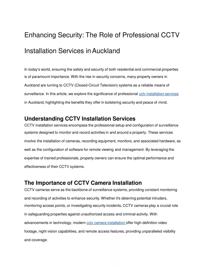 enhancing security the role of professional cctv