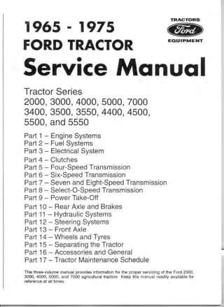 1965 Ford 3000 Tractor Service Repair Manual