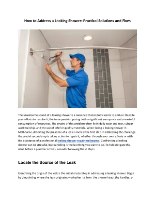 How to Address a Leaking Shower: Practical Solutions and Fixes