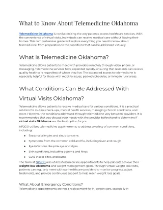 What to Know About Telemedicine Oklahoma