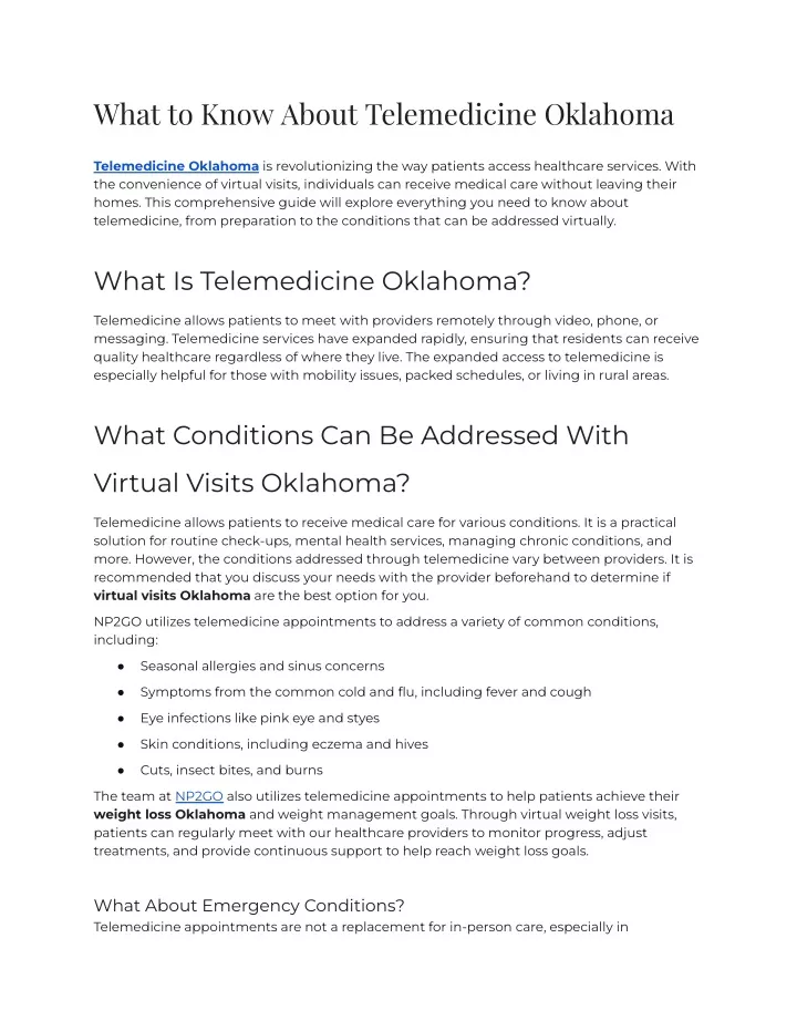 what to know about telemedicine oklahoma