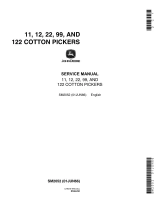 John Deere 11 Cotton Picker Service Repair Manual (sm2052)