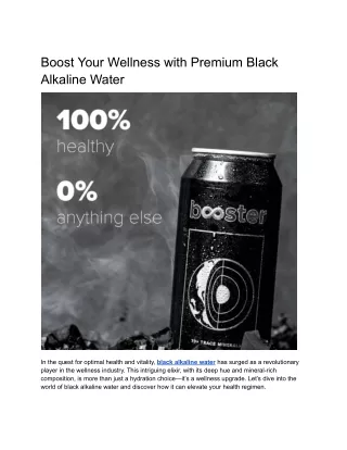 Boost Your Wellness with Premium Black Alkaline Water