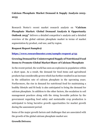 calcium phosphate market demand supply analysis
